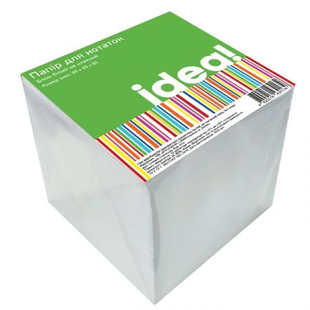 Блок паперу для нотаток 85х85мм 800 арк не клеєний, білий idea!